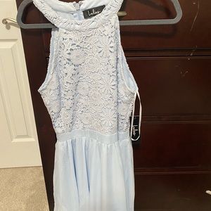 Lulu light blue skater lace dress, size large. NWT